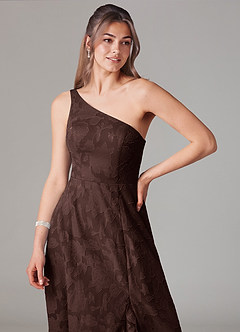 Azazie Ellianna Bridesmaid Dresses Ganache A-Line One Shoulder Floral Burnout Dress image5