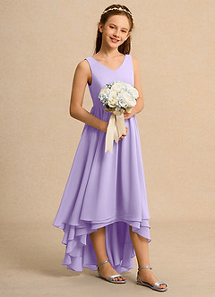 Azazie Kitten Junior Formal Flower Girl Dresses Lilac A-Line Chiffon Dress image3