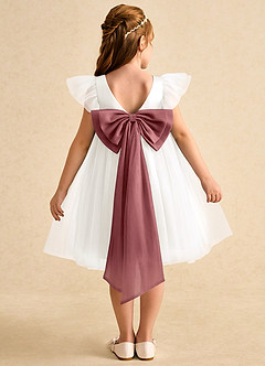 Azazie Munchkin Flower Girl Dresses Ivory Amethyst A-Line Bow Tulle Dress image1