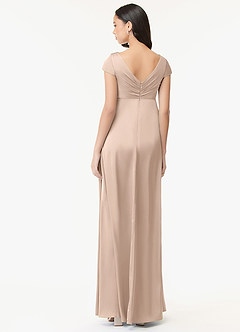 Azazie Allessia vestidos de dama de honor de maternidad Vestido Línea A Plisado Largo hasta el suelo Satén Elástico image2