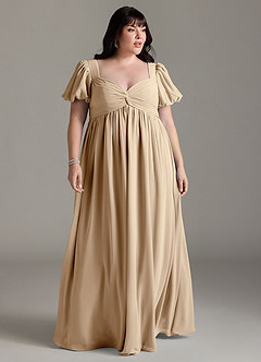 Azazie Madisynn Brautjungfernkleider für Schwangere Schleifen Chiffon Bodenlänge Kleid image5