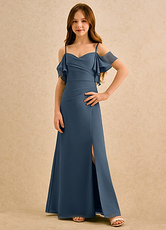 Azazie Pippy Girls Formal Flower Girl Klänningar Klä A-Line i Chiffong Älskling Halsringning image1