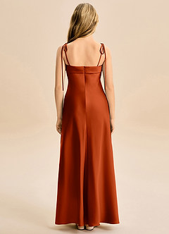 Azazie Willa Junior Paprika Mermaid Bow Stretch Satin Dress image6