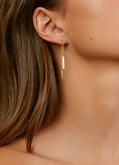 front Pendientes de cadena con brillo dorado