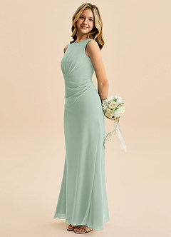 Azazie Floris Junior Robe Trapèze en Mousseline de soie Plissée Agave image5