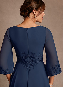 Azazie Yorba Mother of the Bride Dresses Dark Navy A-Line Lace Chiffon Dress image6
