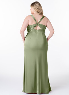 Azazie Mero Bridesmaid Dresses Pistachio Mermaid Pleated Stretch Satin Dress image8