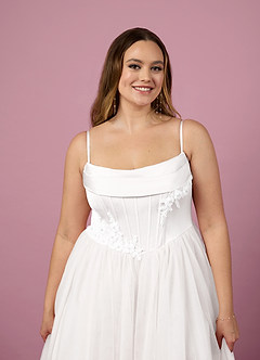 Barbie ♥ Azazie Wedding Dresses Diamond White A-Line Pleated Tulle Dress image12