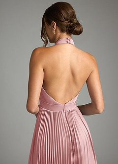 Azazie Zienna Venta Final Vestido de Rosa Polvorienta de Satén Elástico de Corte en A con Plisado image7