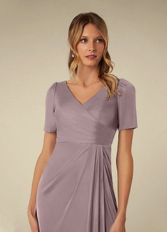 Azazie Bessie Mother of the Bride Dresses Dusk A-Line Pleated Mesh Dress image6