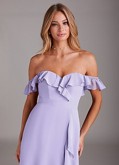 Azazie Lyra Bridesmaid Dresses Lilac A-Line Chiffon Convertible Dress image9