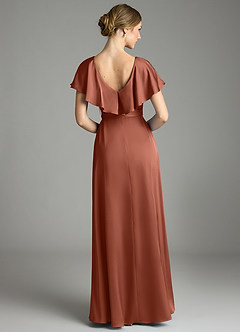 Azazie Lainey Vestidos de damas de honor Vestido de Castaño de Satén Elástico de Corte en A con Con bolsillos image7