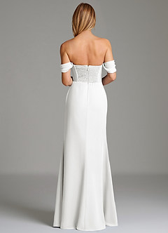 Azazie Riley Brautjungfernkleider Wandelbar Etui Schulterfrei Chiffon Kleid Weiß image3