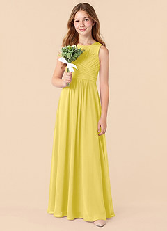 Azazie Skyla Junior Canary A-Line Pleated Chiffon Dress image5