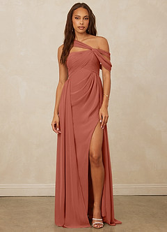 Christian Siriano Bridal for Azazie 1014 Robes de demoiselle d'honneur Robe Trapèze en Mousseline de soie Épaule décolletée Argile image12