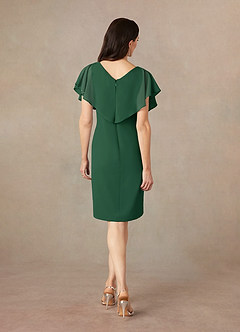 Azazie Julia vestidos de madre de la novia Vestido de Verde Oscuro de Gasa de Recto con Cuello en V Plisado image4
