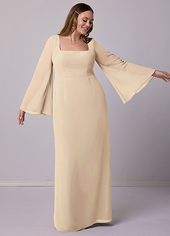 Barbie ♥ Azazie Final Sale Champagne Sheath Bow Chiffon Dress image6