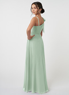 Azazie Aidy Junior Agave A-Line Bow Chiffon Dress image4