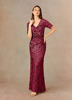 Upstudio Monte Final Sale Burgundy Mermaid V-Neck Sequins Sequins Dress image1