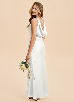 Azazie Rylina Junior Meerjungfrau-Linie Stretch-Satin Kleid Weiß image5