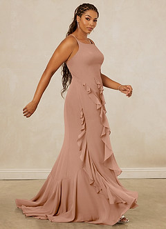Christian Siriano Bridal for Azazie 1006 Bridesmaid Dresses Champagne Rose Mermaid Ruched Chiffon Dress image13