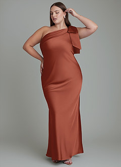 Azazie Yuanna Bridesmaid Dresses Auburn Mermaid One Shoulder Stretch Satin Dress image11