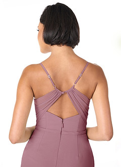 Azazie Blink Bridesmaid Dresses Vintage Mauve Sheath V-Neck Chiffon Dress image5