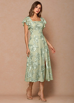 Talia Light Green Midi Dress image3