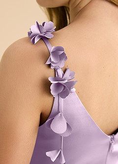 Azazie Gumdrop Junior Vestido de Lila Esmerilada de Satén Elástico de Imperio con Plisado image8