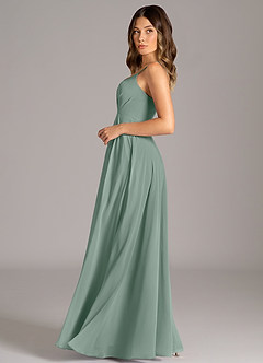 Azazie Amani Brautjungfernkleider A-Linie Plissee Chiffon Kleid Silberner Salbei image3