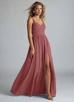 Azazie Aziza Bridesmaid Dresses Amethyst A-Line V-Neck Pleated Chiffon Dress image3