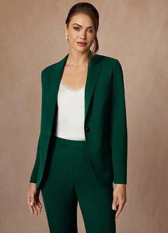 front Kennedy Emerald Structured Stretch Pants Suit