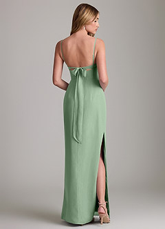 Azazie Mai Bridesmaid Dresses Matcha Sheath Pleated Chiffon Dress image2