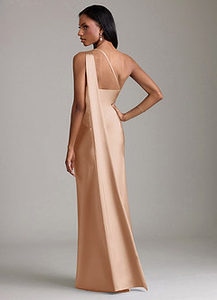 Azazie Juniper Suknie dla druhen Syrena Jedno ramię Satyna elastyczna Do ziemi Sukienka image6