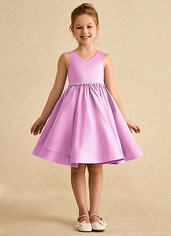 Azazie Julietta Flower Girl Dresses Candy Pink Ball-Gown Convertible Tulle Dress image9