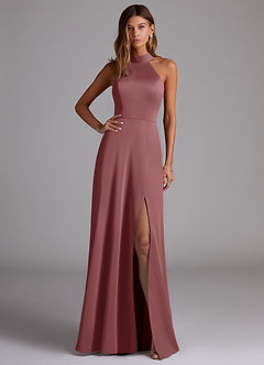 Azazie Myra Brautjungfernkleider A-Linie Seitliche Cut-Outs Stretch-Satin Kleid Amethyst image1