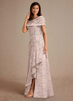 Azazie Branford Mother of the Bride Dresses Blushing Pink A-Line Pleated Floral Burnout Dress image2