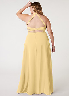 Azazie Clarice Robes de demoiselle d'honneur Robe Trapèze en Mousseline de soie Dos nu Beurre image9