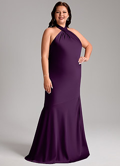 Azazie Lorena Robes de demoiselle d'honneur Robe Sirène en Satin extensible Plissée Grain De Raisin image4