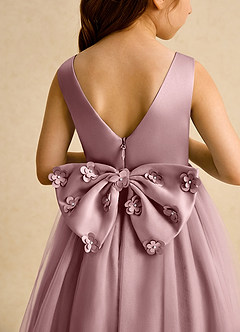 Azazie Malva Flower Girl Dresses Dusty Rose Ball-Gown Bow Tulle Dress image8