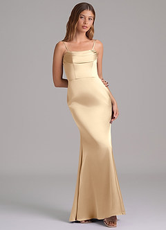 Azazie Miley 신부 들러리 드레스 인어 오프 더 숄더 스트레치 새틴 바닥 길이 드레스 image8