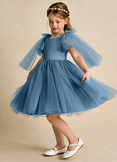 Azazie Duchess Flower Girl Dresses Bermuda A-Line with Sleeves Tulle Dress image6