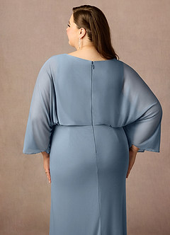 Azazie Ysabella Moeder van de bruid jurken Zeemeermin Jurk van Mesh Geplooid Stoffig Blauw image6