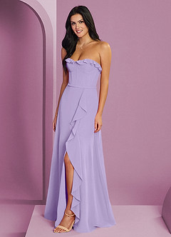 Barbie ♥ Azazie Robes de demoiselle d'honneur Robe Trapèze en Mousseline de soie Encolure en Forme de Cœur Lilas image1