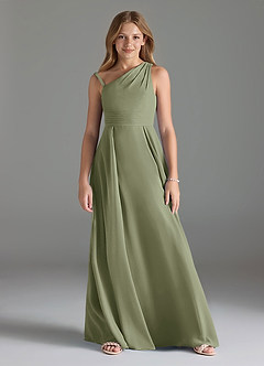 Azazie Dallas Junior Dark Navy A-Line Pleated Chiffon Dress image1