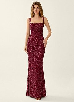Amarante Burgundy Sequins Lace Up Back Special Occasion Dress image4