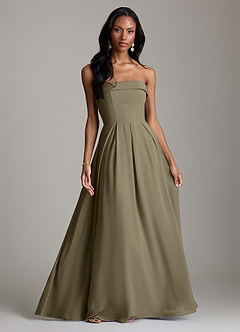 Azazie Lucienne Bridesmaid Dresses Willow Green A-Line Strapless Chiffon Convertible Dress image1