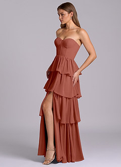 Azazie Faye Bridesmaid Dresses Auburn A-Line Sweetheart Neckline Chiffon Dress image3