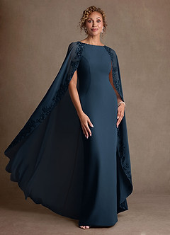 Azazie Artemisia Mother of the Bride Dresses Dark Navy Sheath Lace Chiffon Dress image5