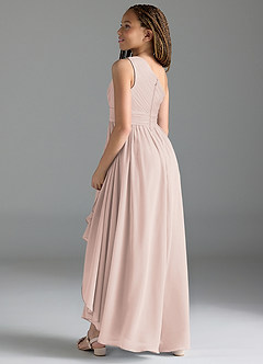 Azazie Mathilda Junior Rose Petal A-Line Pleated Chiffon Dress image5